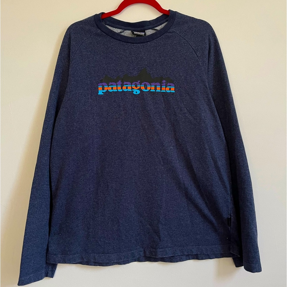 Patagonia Blue Nightfall Fitz Roy Lightweight Crew Sweatshirt, Large ⛰️